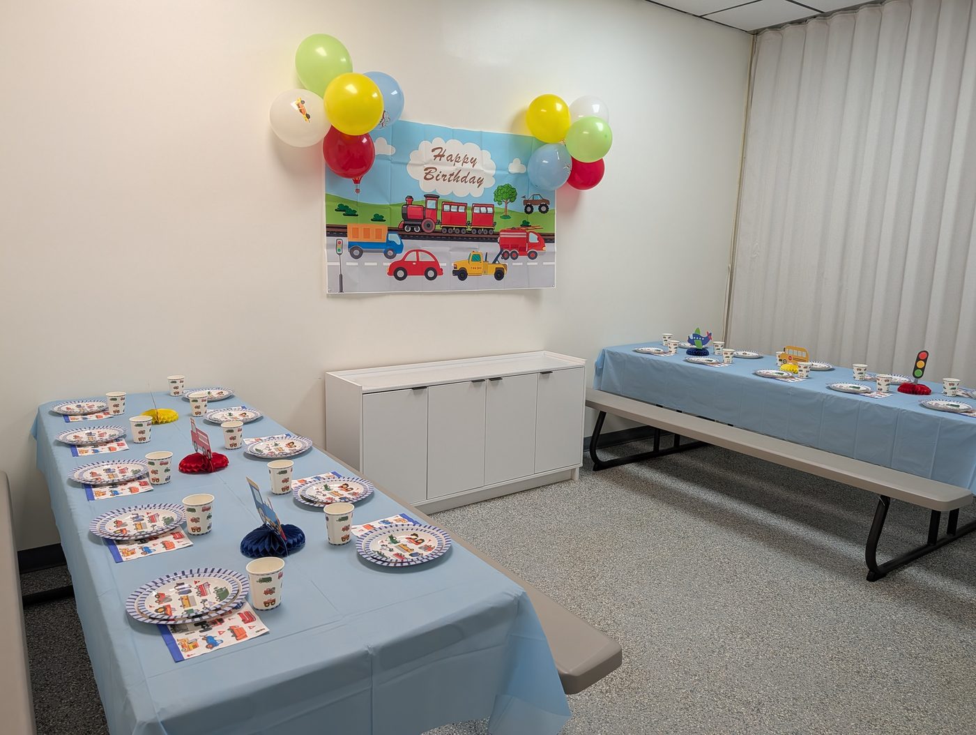 Decorated birthday party room